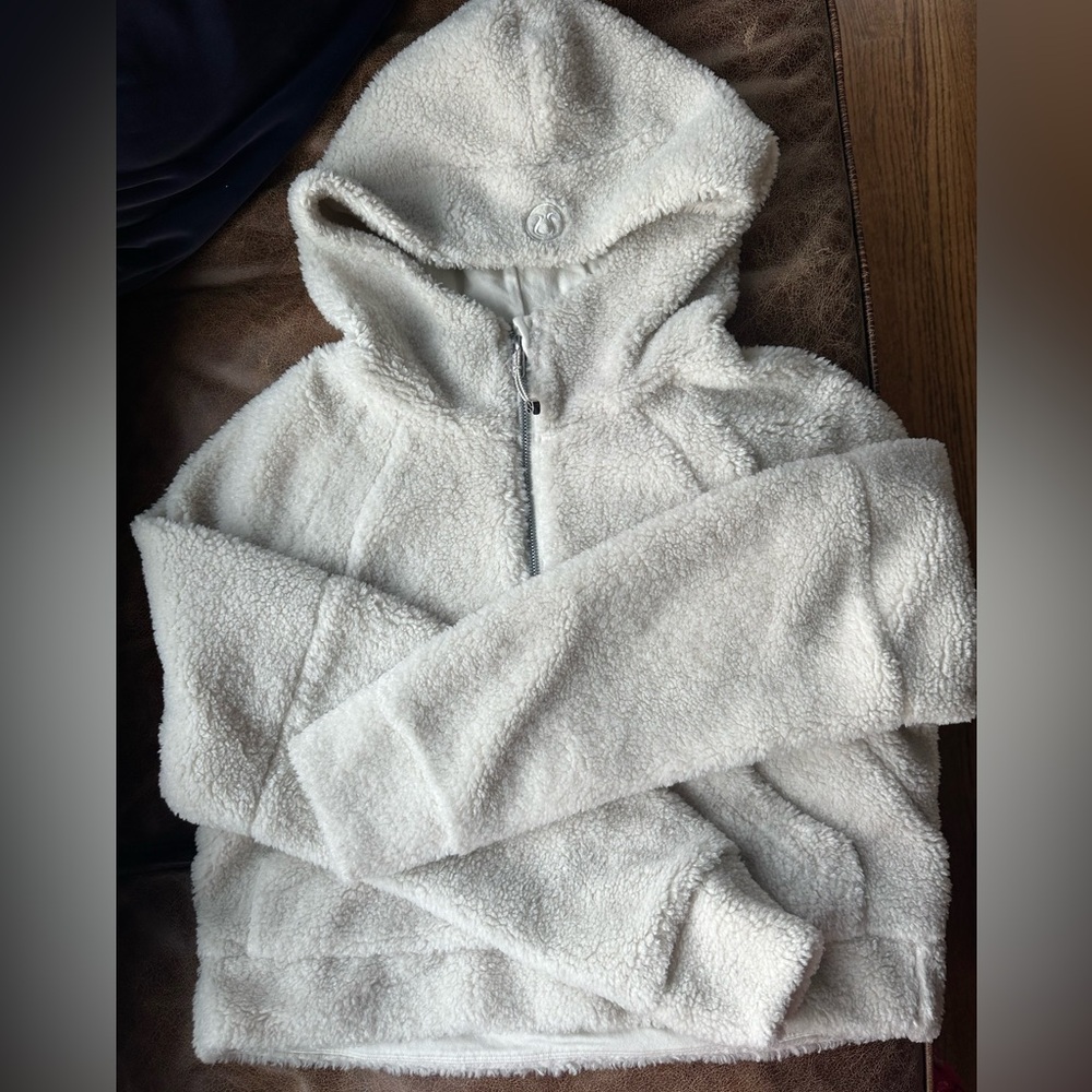 Lululemon Cozy White 3/4 zip Sherpa Hoodie